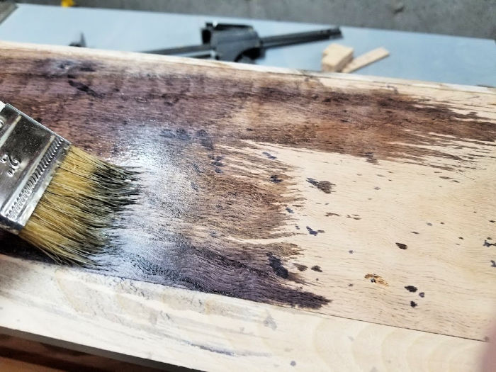 Vinegar & Steel Wool Stain On Red Oak from Home Depot