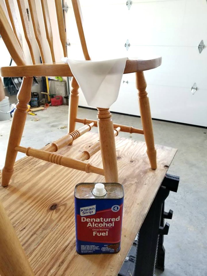 Cleaning chair with denatured alcohol