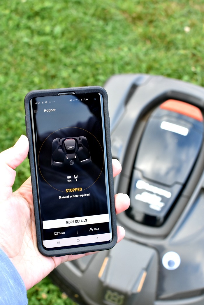 Showing the Automower Connect app