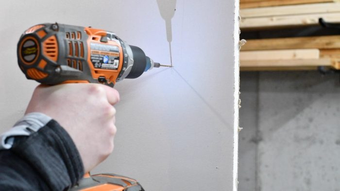 drilling into a wall stud