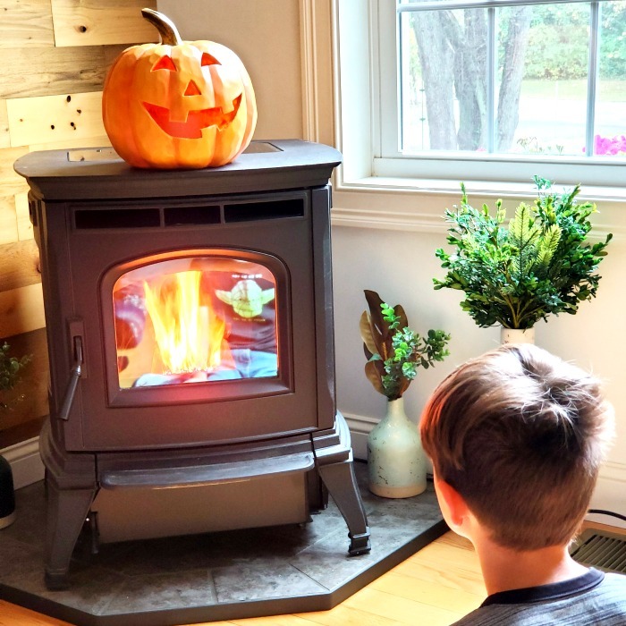 Harman Pellet stove with pumpkin